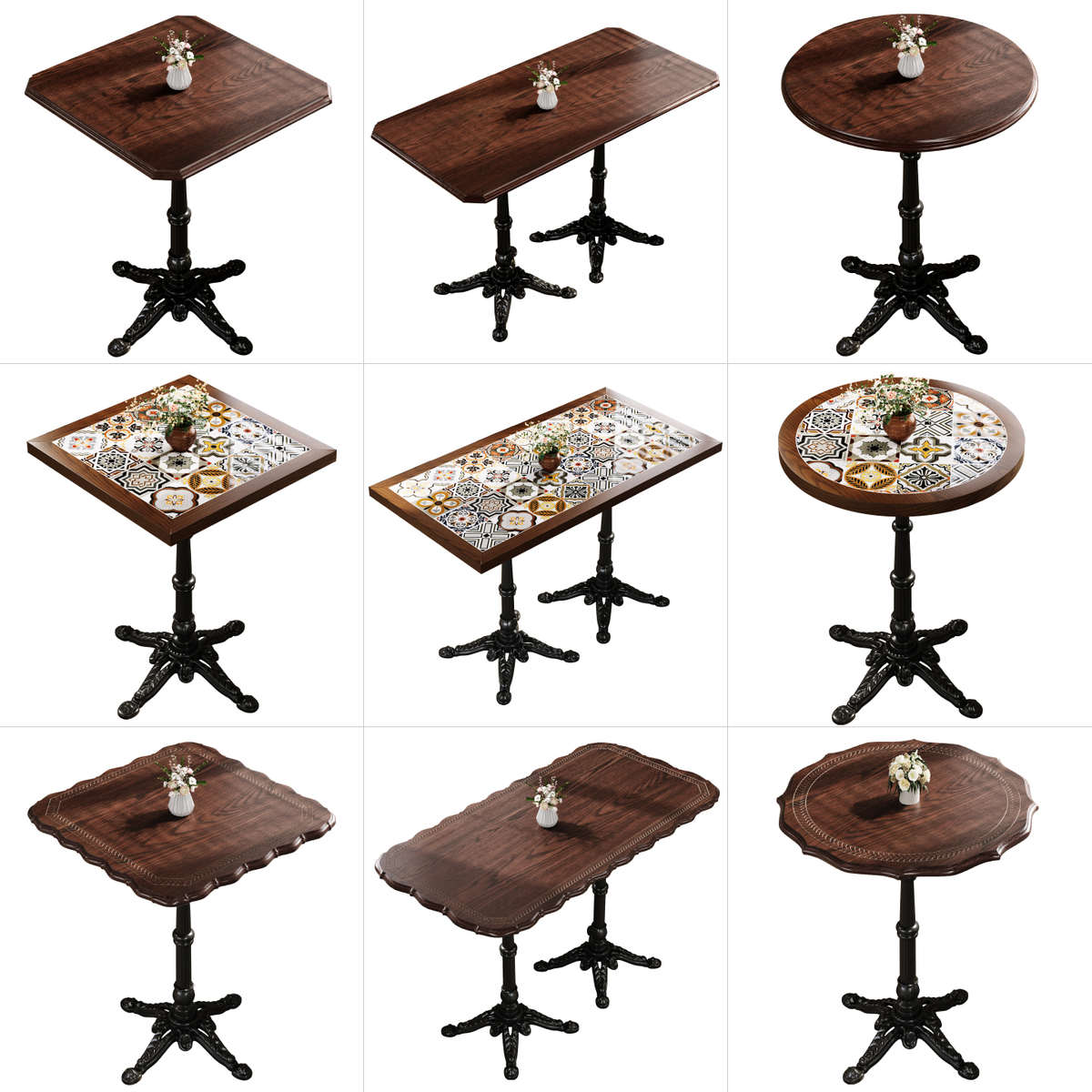 复古美式西餐厅咖啡厅桌椅组合奶茶店烘焙甜品店实木桌子椅子商用