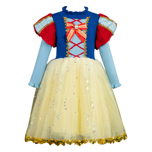 儿童白雪公主裙女童秋冬新款正版迪士尼在逃艾莎生日礼服连衣裙子