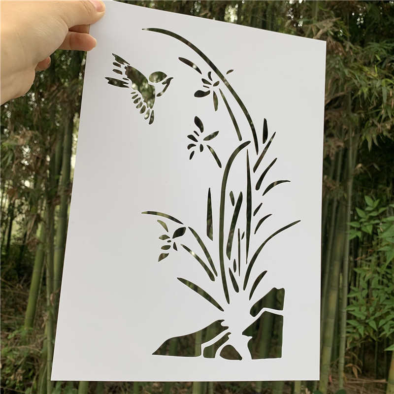 梅兰竹菊 植物花卉手绘画板DIY塑料镂空模板街头喷漆喷绘遮蔽板