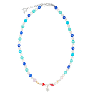 ROADLATIVE原创笑脸骰子可爱潮流银珠多巴胺猫眼石珍珠项链女男