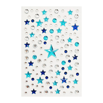 蓝色星星贴钻脸部化妆贴儿童舞台妆表演爵士舞街舞脸贴爱心钻面部妆容贴跨年装饰亮钻黑色五角星妆容亮钻贴脸