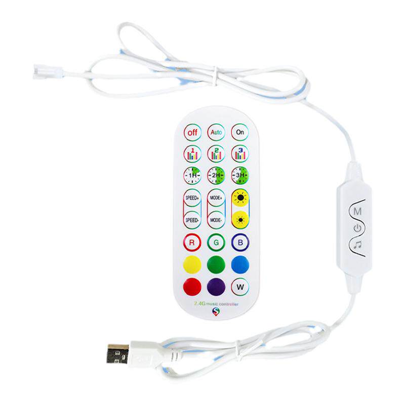 led幻彩灯带USB控制器24键2.4G遥控音乐律动手机蓝牙控制三按键5V