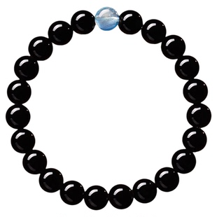 普陀山天然黑曜石手串男五行水木火土金水晶手链海蓝宝绿檀木女款