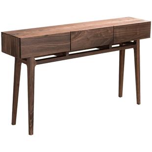 新中式玄关台北欧玄关柜黑胡桃木玄关桌实木供桌家用条案靠墙桌子