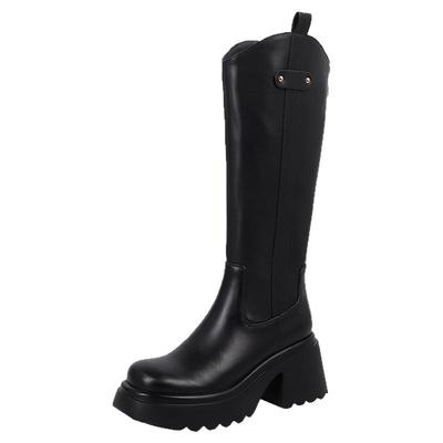 不过膝长筒靴女粗腿大筒围靴