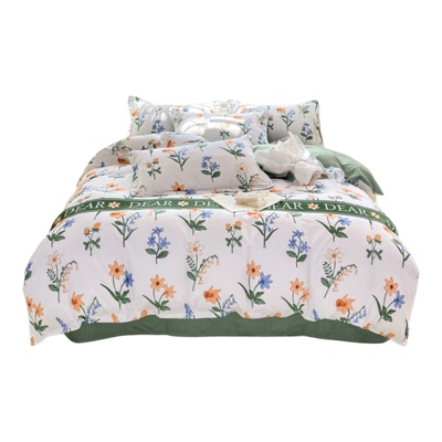 床上纯棉四件套180x200cm全棉被套被罩床单三件套学生宿舍