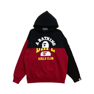 BAPE女装秋冬猿人字母印花撞色拼接连帽卫衣214503H