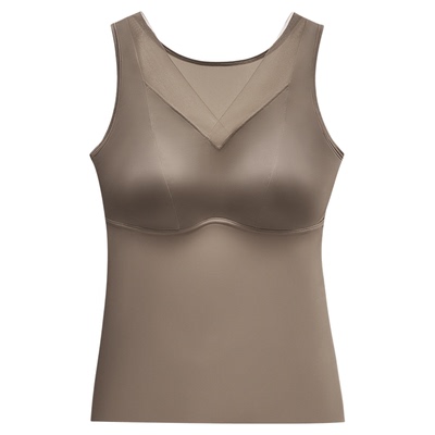 锦纶女网纱拼接V领修身打底女