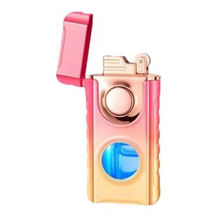 双火打火机明火变直冲创意蓝灯可视气窗金属砂轮充气个性定制火机