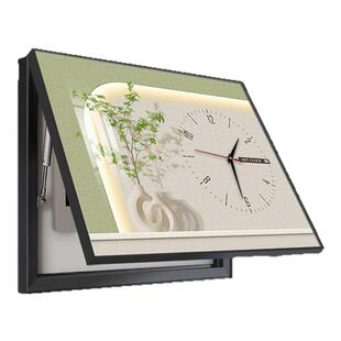 奶油风电表箱装饰画绿植配电箱弱电源遮挡电闸盒开关挂画带钟表