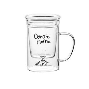 卡罗特玻璃杯家用茶水分离泡茶杯子水杯办公室男带盖女家用咖啡杯