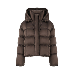 LAGOGO琥珀流光泡芙羽绒服女拉谷谷2025冬新款连帽外套ODYY23XJ66