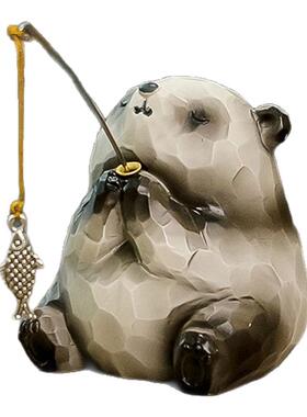 水培玻璃花瓶青蛙钓鱼桌面摆件