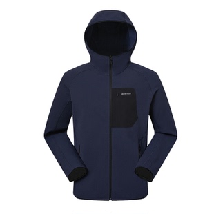 DESSEILLES秋冬抓绒衣男户外摇粒绒上衣连帽拉链半开襟套头打底衫