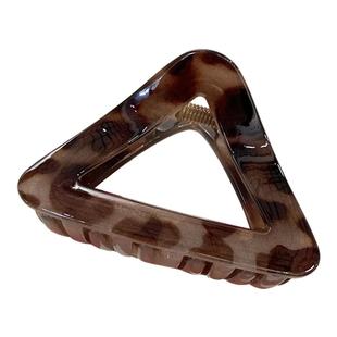 三角形几何豹纹抓夹女中号高级感韩国半扎发夹子头饰发量少鲨鱼夹