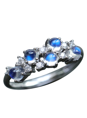 缪媞天然银通勤简约月光石戒指