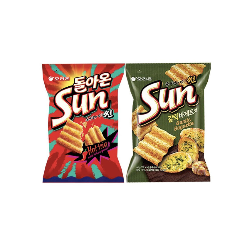 【韩国直邮】好丽友sun大蒜面包味太阳玉米片70g波浪薯片膨化食品