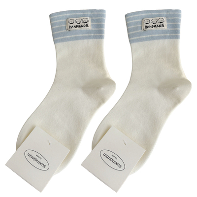 袜子秋冬季可爱小狗布标中筒袜女