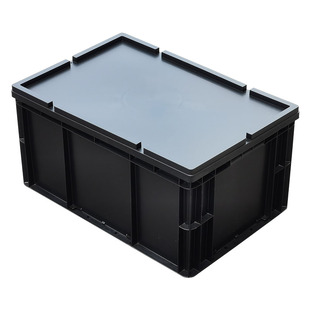 黑色养龟箱加厚EU箱带盖防静电周转箱乌龟缸塑料水池养鱼箱不透光
