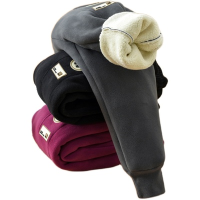 防风特厚儿童一体羊羔绒裤子