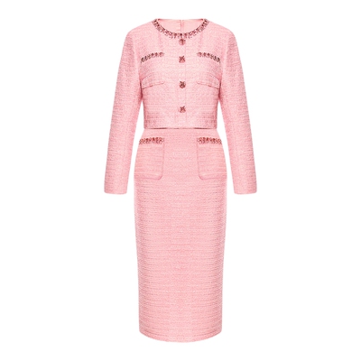 【商场同款】Lakoradior拉珂蒂名媛气质女新款钉珠香风连衣裙