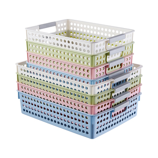 桌面塑料收纳筐厨房杂物收纳盒玩具收纳框幼儿园长方形收纳小篮子