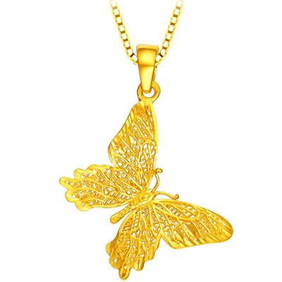 周大生黄金蝴蝶吊坠女友圣诞礼物