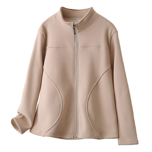 大码女装2026早春新款百搭加绒加厚立领拉链开衫保暖时尚百搭外套