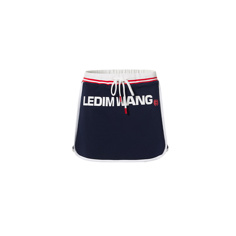 LEDIM WANG美式撞色休闲裙裤女夏2025新款小众设计高级感运动风