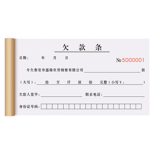 【山东省专用欠款条】定制公司员工工资欠账凭证工程款拖欠记账本单位购货赊账打欠条正规民间个人借钱协议书