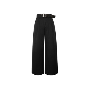 VERY FEWEST 卡其色通勤工装阔腿裤设计感A字廓形打褶拖地休闲裤