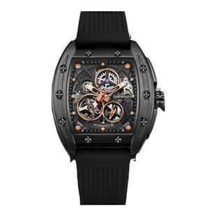 马克华菲男士手表男款酒桶型镂空机械青少年学生运动防水男表腕表