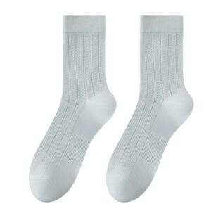 桑蚕丝袜子男夏季超薄款网眼透气防臭7a抗菌白色中筒男士单丝袜子