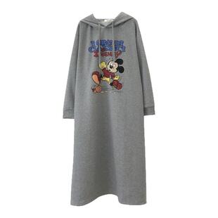 诺初孕妇装连衣裙减龄米奇连帽长裙春秋款休闲纯棉长袖卫衣裙子