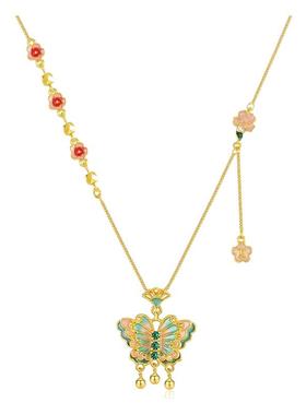 S925纯银双翼蝴蝶项链饰品礼物女