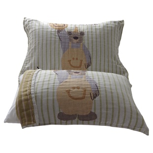 新款纯棉纱布枕巾一对装加厚柔软透气吸汗成人单人情侣全棉枕头巾