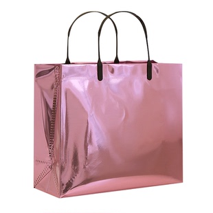 pvc粉色手提免税店袋高档时尚服装店袋子礼物水晶袋防水定制logo