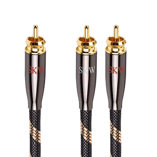 SKW高端发烧单晶铜6N一分二hifi功放低音炮同轴转双莲花线音频线