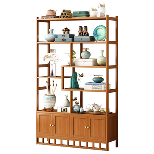 博古架实木新中式多宝阁茶货架茶室置物架茶叶展示陈列柜客厅隔断