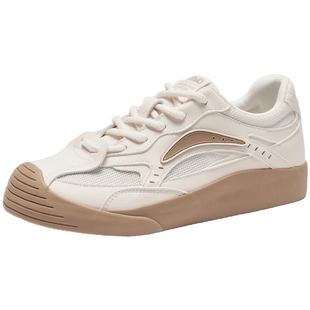 热风女鞋26年春秋新款女士时尚休闲鞋网面透气女鞋百搭小白鞋板鞋