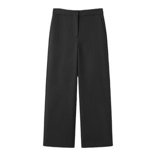 440ME女装 经典黑色羊毛混纺舒适质感直筒休闲西裤长裤FCFW0807W