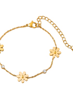 小雏菊18K真金电镀钛钢项链耳钉