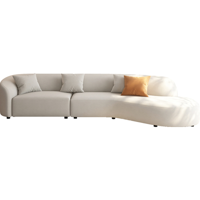 免洗麂皮绒沙发异形奶油风