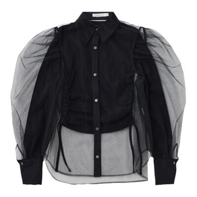 moussy法式浪漫风宫廷感薄纱衬衫