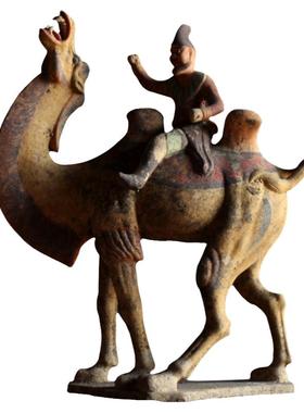 复古彩绘陶骆驼摆件古玩收藏