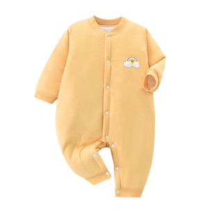 婴儿衣服秋冬季加厚棉衣棉服婴幼儿男装小月龄宝宝夹棉保暖连体衣