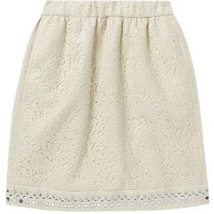 IT N°21女装半身裙新品时尚个性铆钉缀饰后拉链蕾丝A字裙31423AI