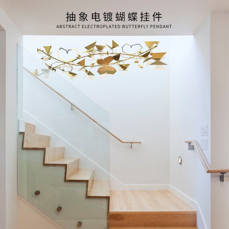 现代不锈钢金色电镀蝴蝶小品壁挂抽象大型玄关卧室客厅样板房挂件