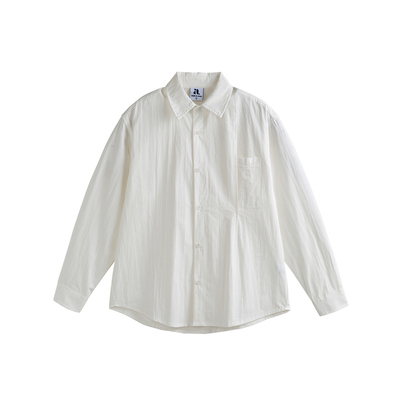Dream made 美式极简通勤白色长袖衬衫男款秋季休闲百搭情侣衬衣