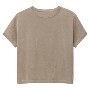 冰丝短袖t恤女短款宽松夏 亮丝薄款针织衫高腰百搭小个子洋气上衣